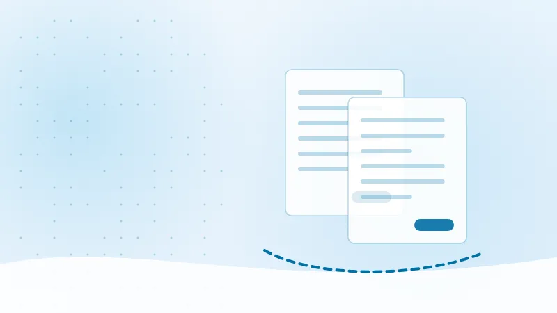 Illustration for "NMI Visa CEDP Compliance: How to Migrate from Level 2 and Level 3 Without Losing Your Interchange Savings": stacked invoices connected by a payment flow, in TouchSuite blue tones.